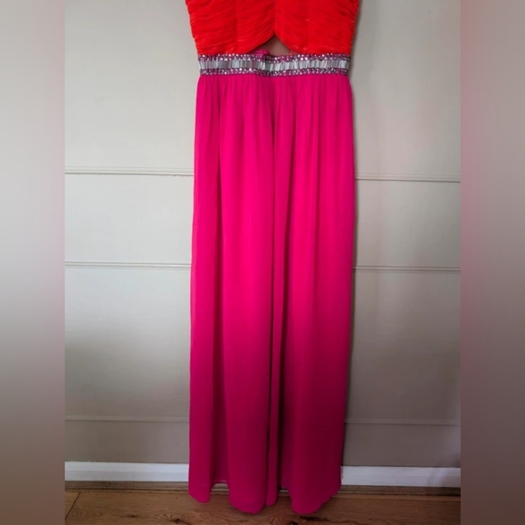 Vibrant Pink and Orange Sleeveless Dress - Picture 2 of 4